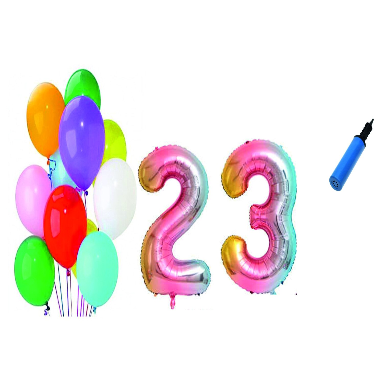 Set 22 baloane aniversare 23 ani , Multicolore