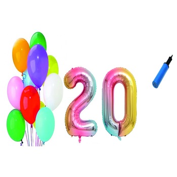 Set 22 baloane aniversare 20 ani , Multicolore Set 22 baloane aniversare 20 ani , Multicolore