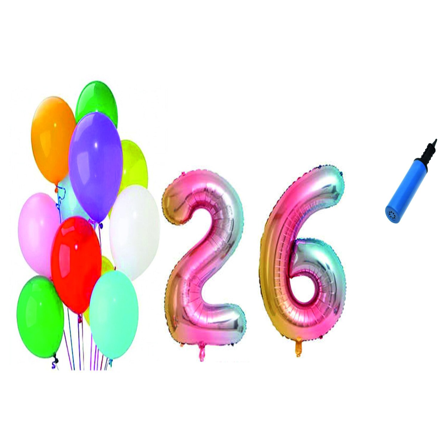 Set 22 baloane aniversare 26 ani , Multicolore