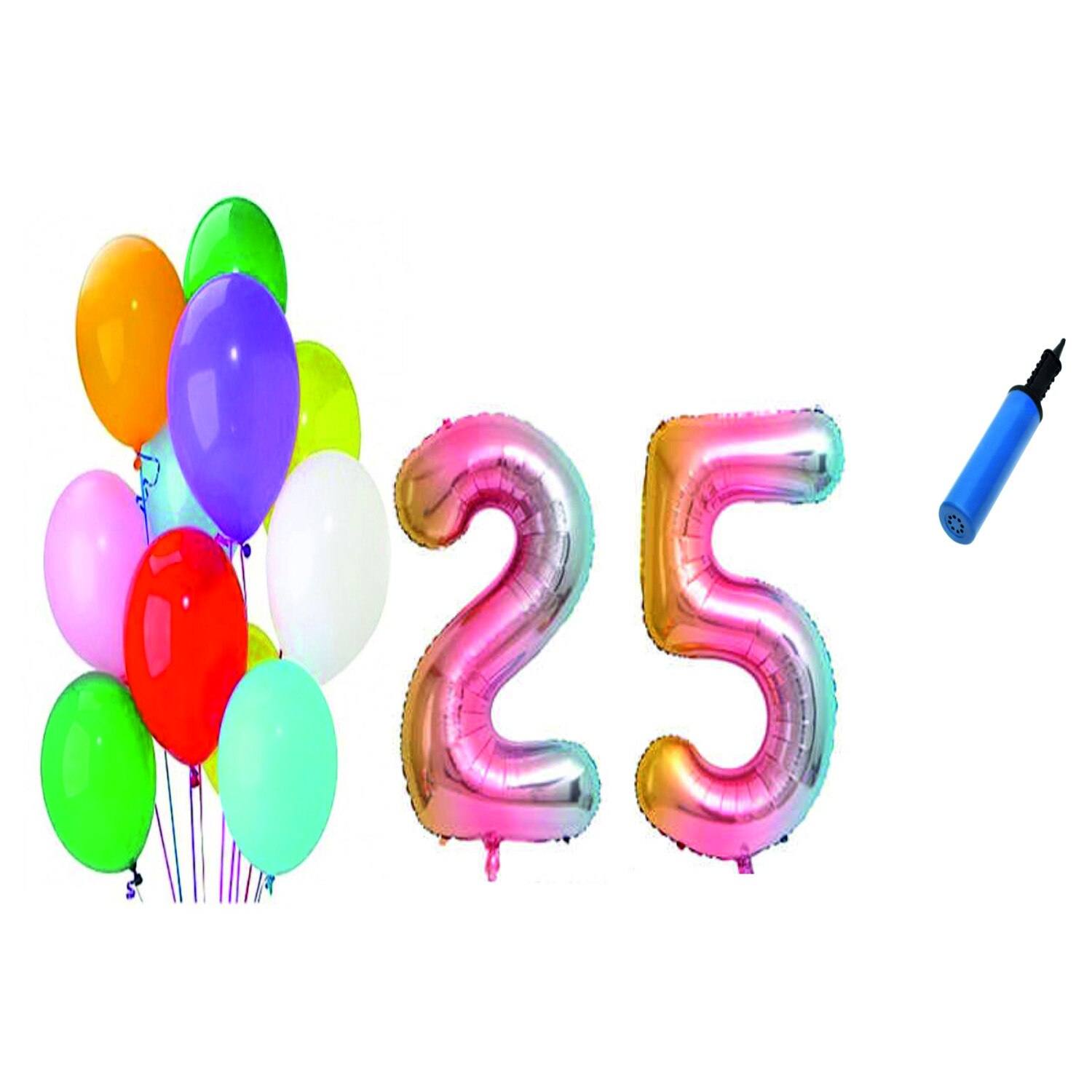 Set 22 baloane aniversare 25 ani , Multicolore