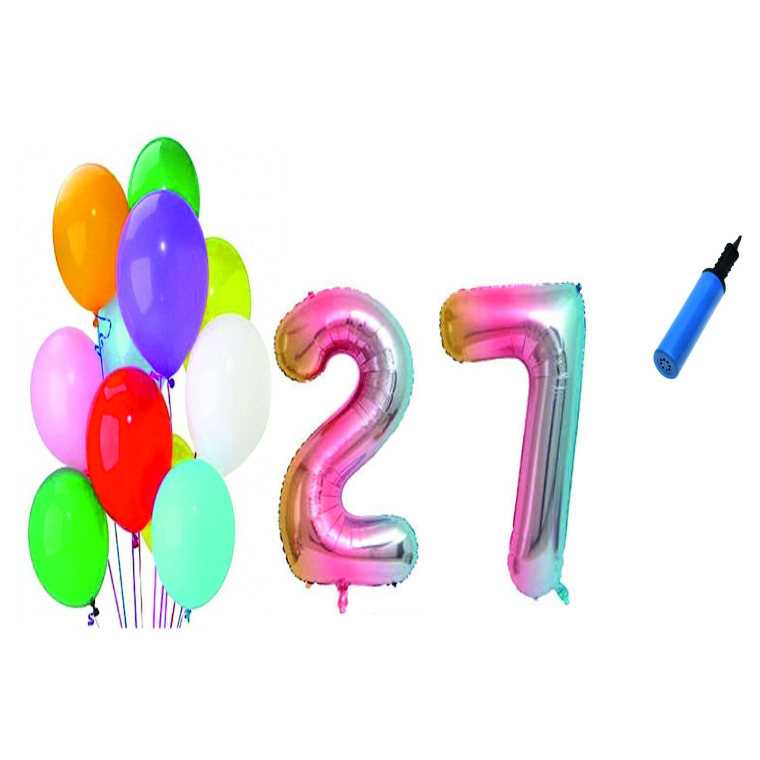 Set 22 baloane aniversare 27 ani , Multicolore