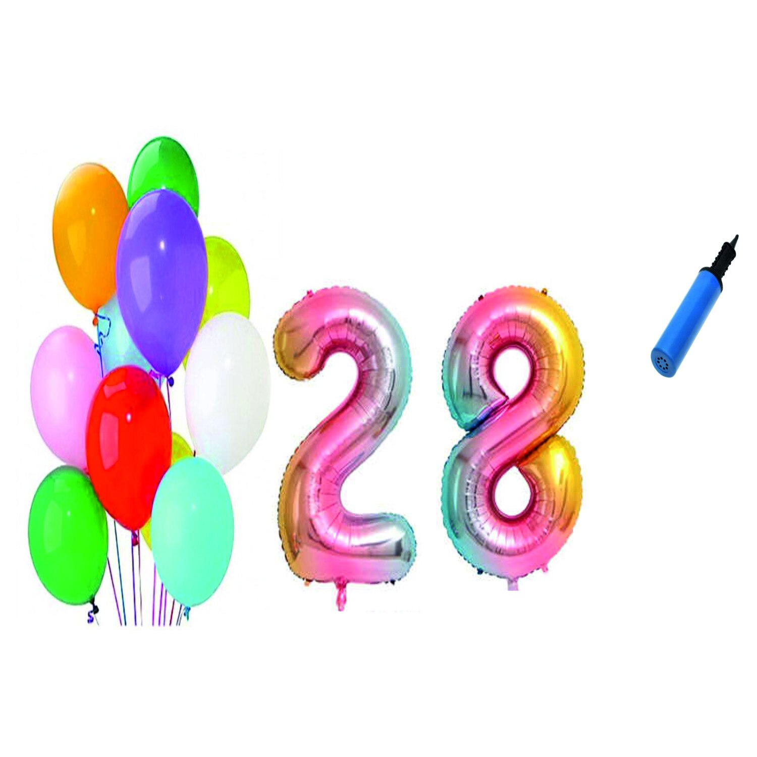Set 22 baloane aniversare 28 ani , Multicolore