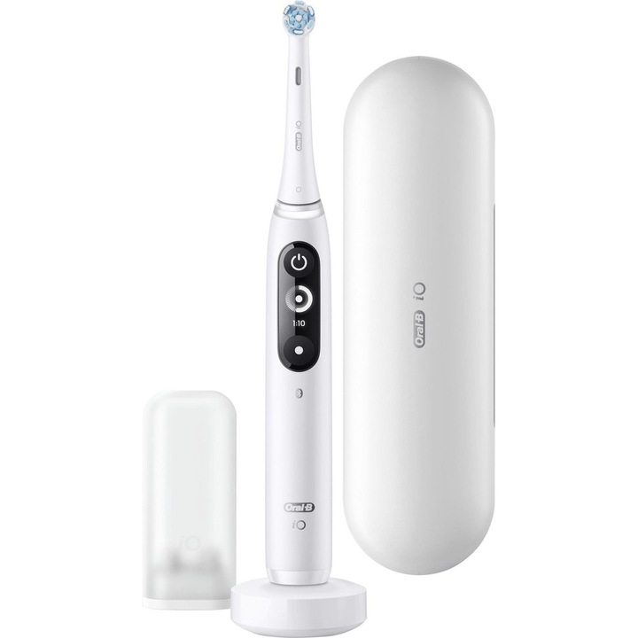 Periuta de dinti electrica Oral-B iO-7n, 34800 rotatii/ minut, Display Alb/ Negru, 5 programe inteligente, Incarcare rapida, Carcasa de calatorie, White