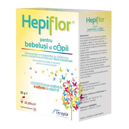Hepiflor probiotic pentru bebelusi si copii Terapia, 10 plicuri
