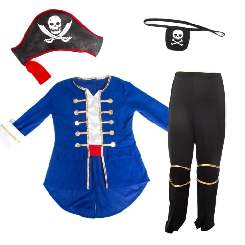 blush To interact Nomination Costum de pirat Imaginarium Party Pirate masura 116 - 122 cm, 6 - 7 ani, cu  pantaloni, jacheta cu camasa si brau dintr-o singura bucata, palarie,  plasture de ochi si batista - eMAG.ro