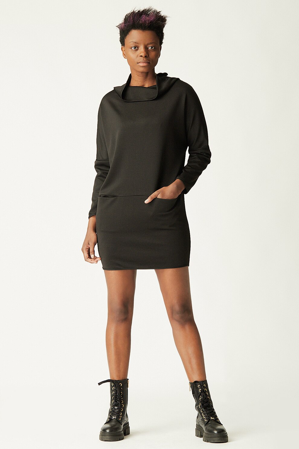 Antonia M, Rochie mini dreapta cu buzunare, Negru