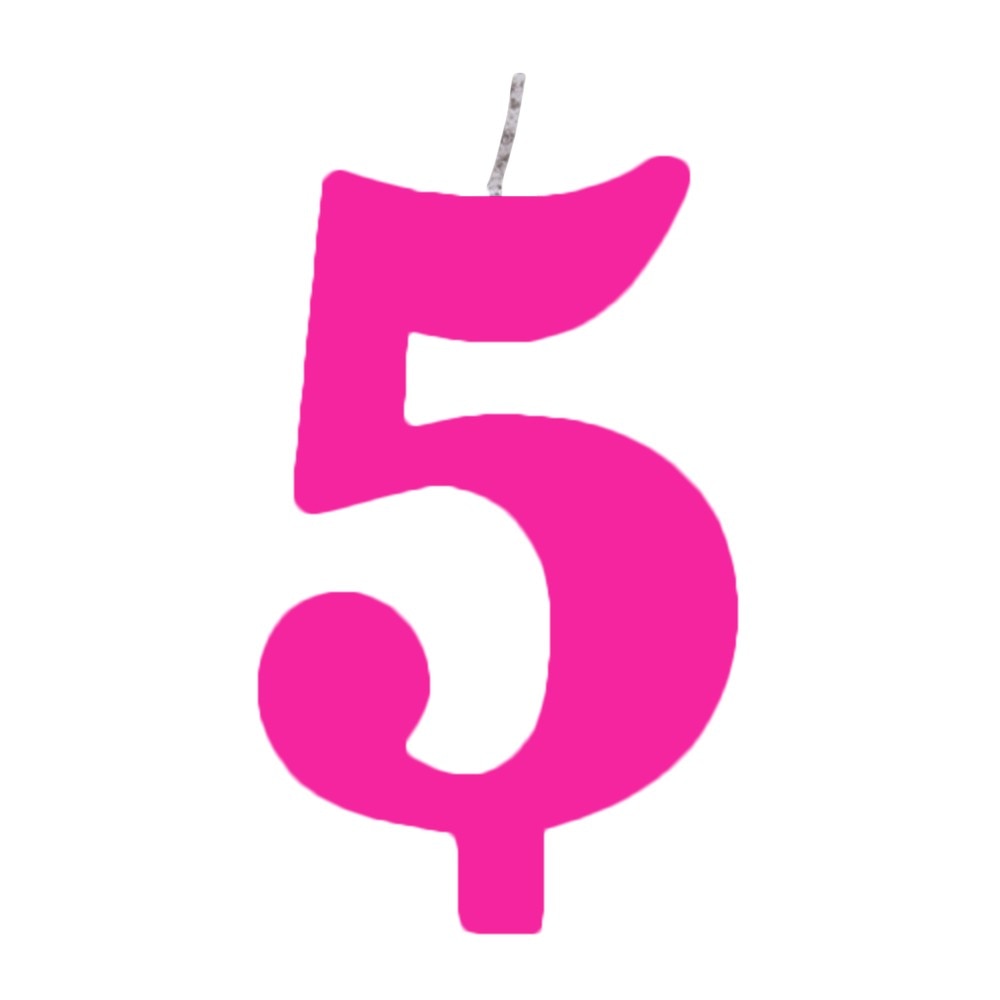 Lumanare aniversara pentru tort, Cifra 5, Roz, Radar 50905, 1 buc