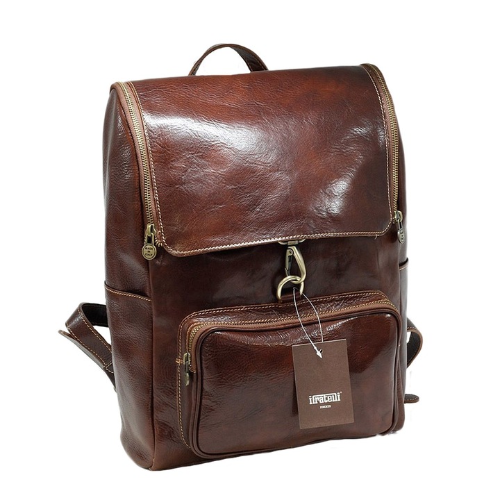 Rucsac piele Suveran, piele naturala vachetta, cognac