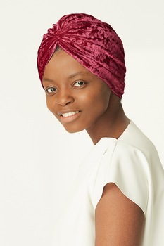 Antonia M, Turban de catifea cu fronseuri, Rosu Bordeaux Antonia M, Turban de catifea cu fronseuri, Rosu Bordeaux