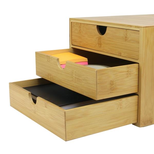 Disturbance Specified Compound Organizator de papetarie pentru birou cu 3 sertare, din bambus, M&W -  eMAG.ro