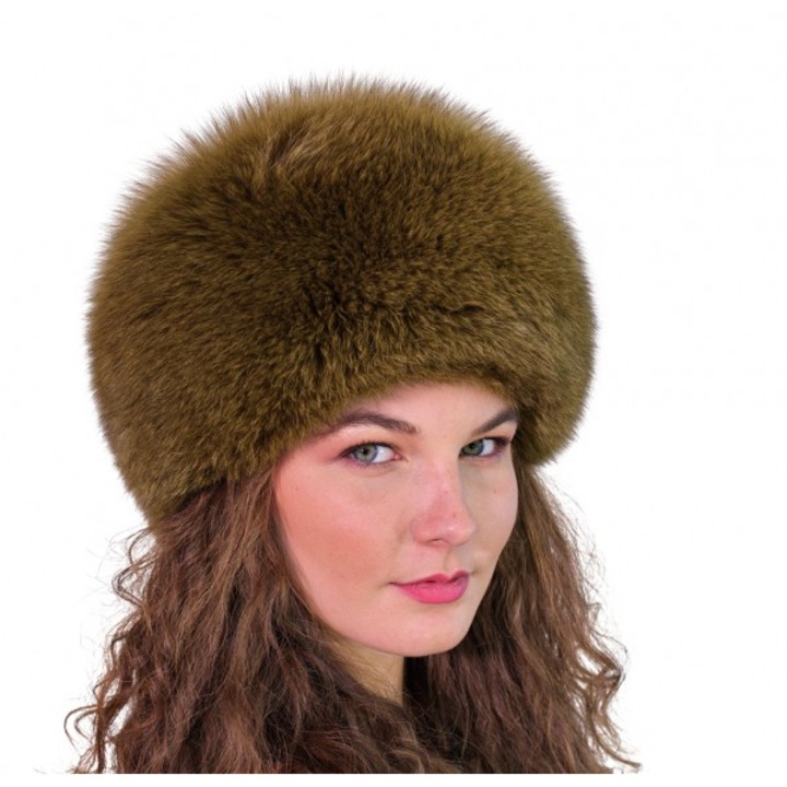 Caciula din piele si blana naturala de vulpe pentru femei, maro, CF103, Maro