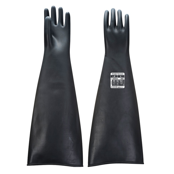 Manusi Latex Cauciuc Heavyweight, 60 cm, Portwest, negru, 2XL/11