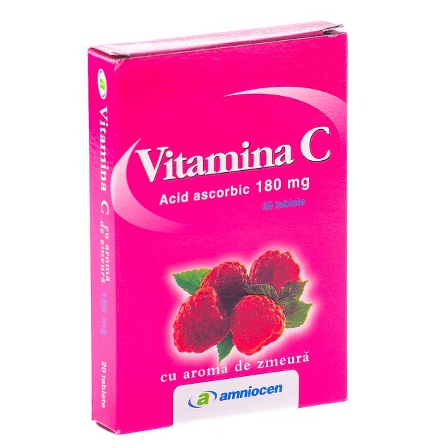 Vitamina C 180mg Zmeura Amniocen 20 comprimate
