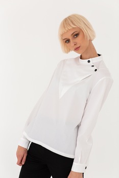 Undress, Bluza tip tunica cu nasturi contrastanti, Alb Undress, Bluza tip tunica cu nasturi contrastanti, Alb
