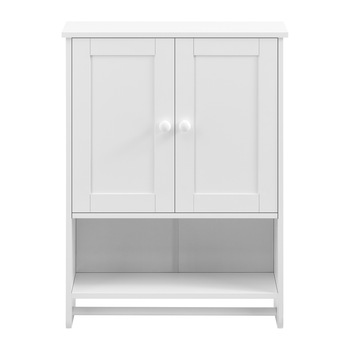 Dulap de perete pentru baie Steyr W, en.casa, 65 x 48,7 x 14,5 cm, MDF/alb, cu 2 usi si suport pentru prosop Dulap de perete pentru baie Steyr W, en.casa, 65 x 48,7 x 14,5 cm, MDF/alb, cu 2 usi si suport pentru prosop