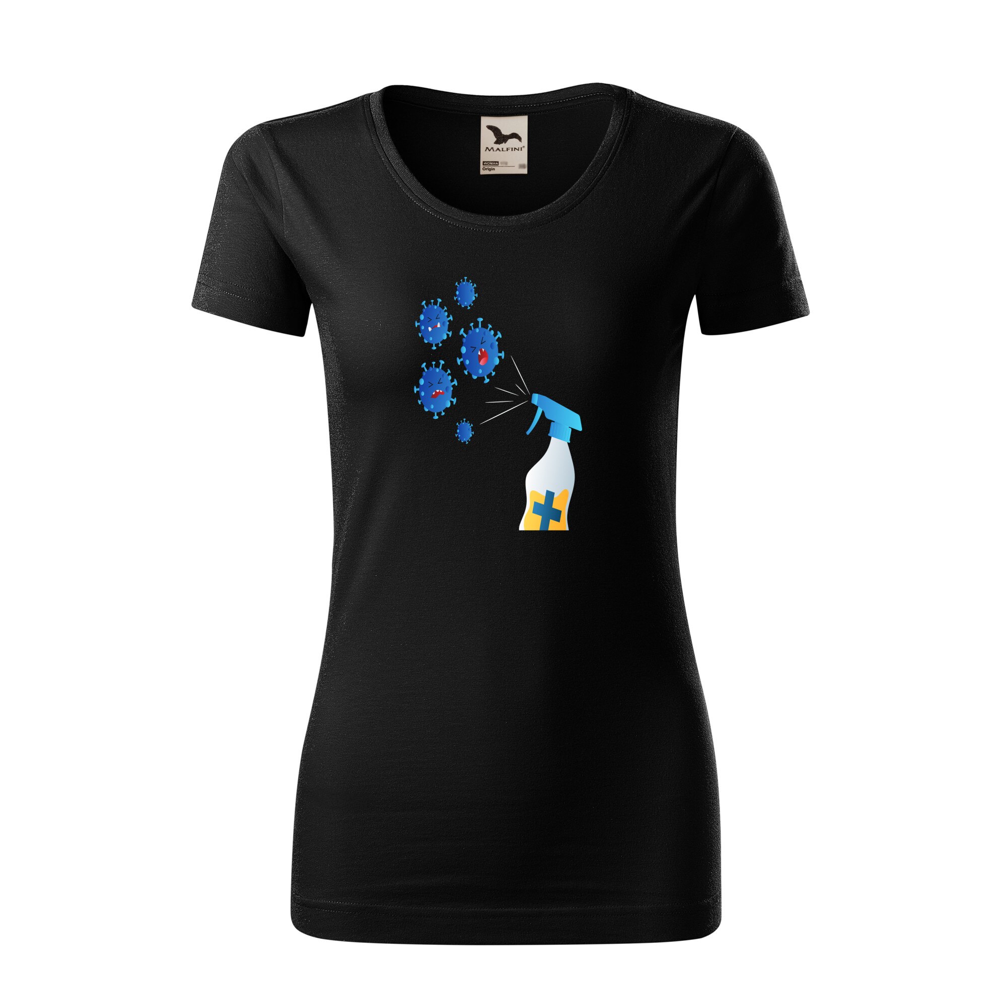 Tricou dama clasic, Malfini, Kill Covid, Negru, M