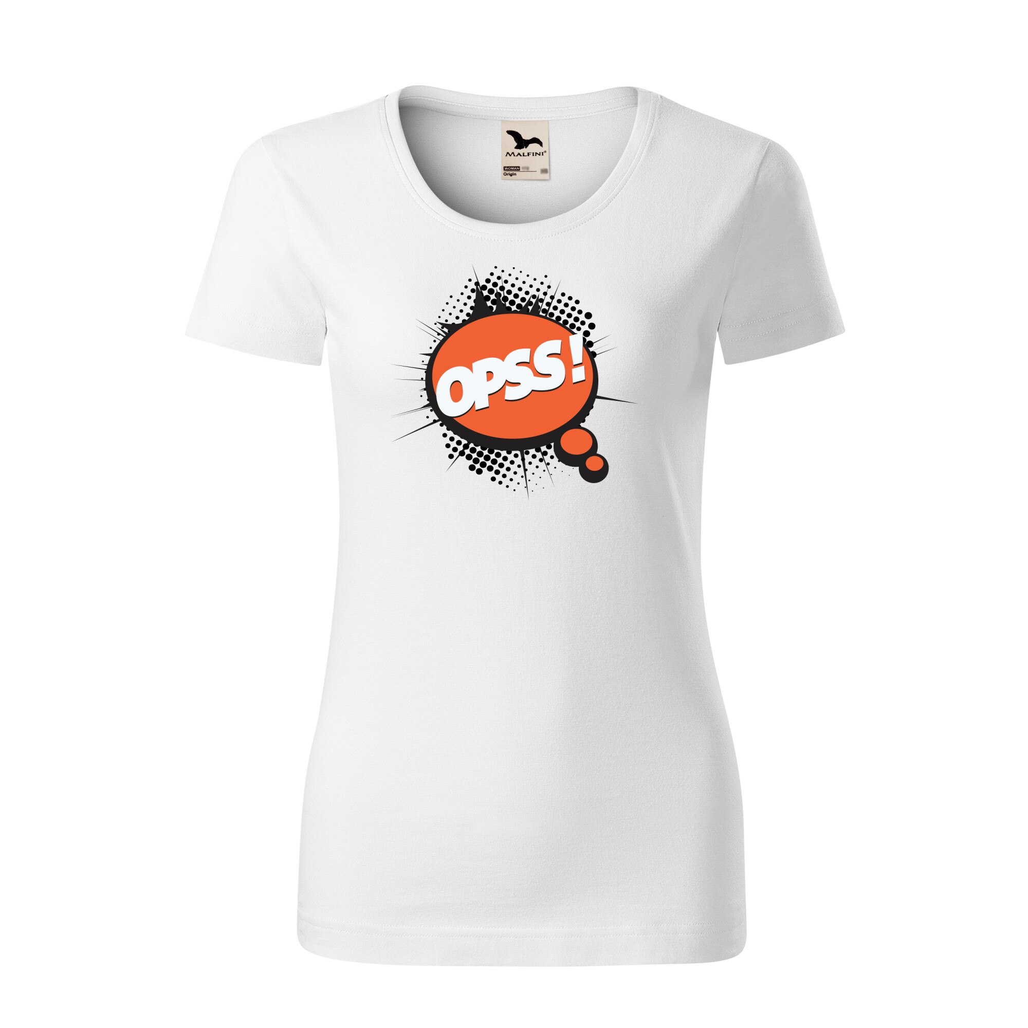 Tricou dama clasic, Malfini, Comic Opss, Alb, L