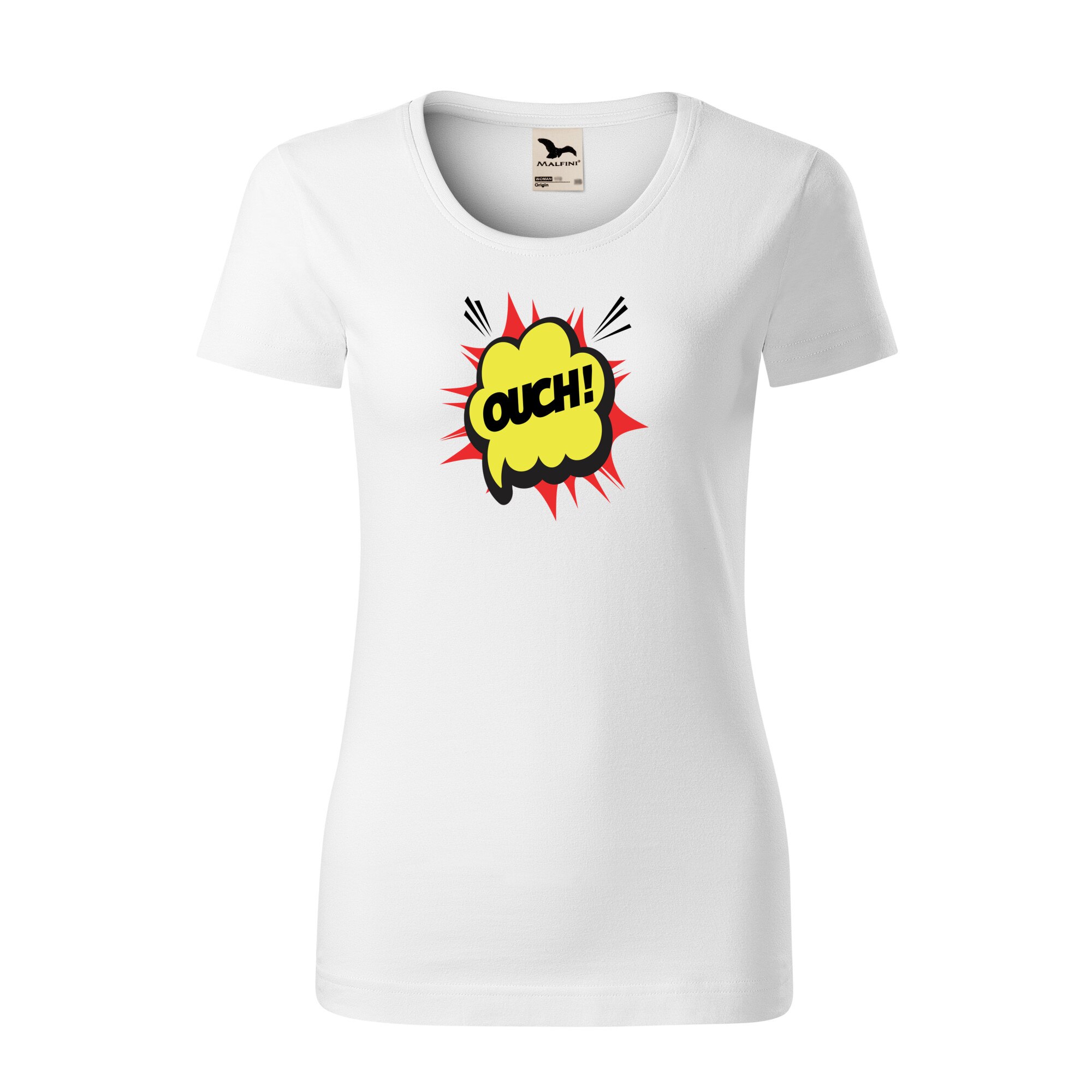 Tricou dama clasic, Malfini, Comic Ouch, Alb, S