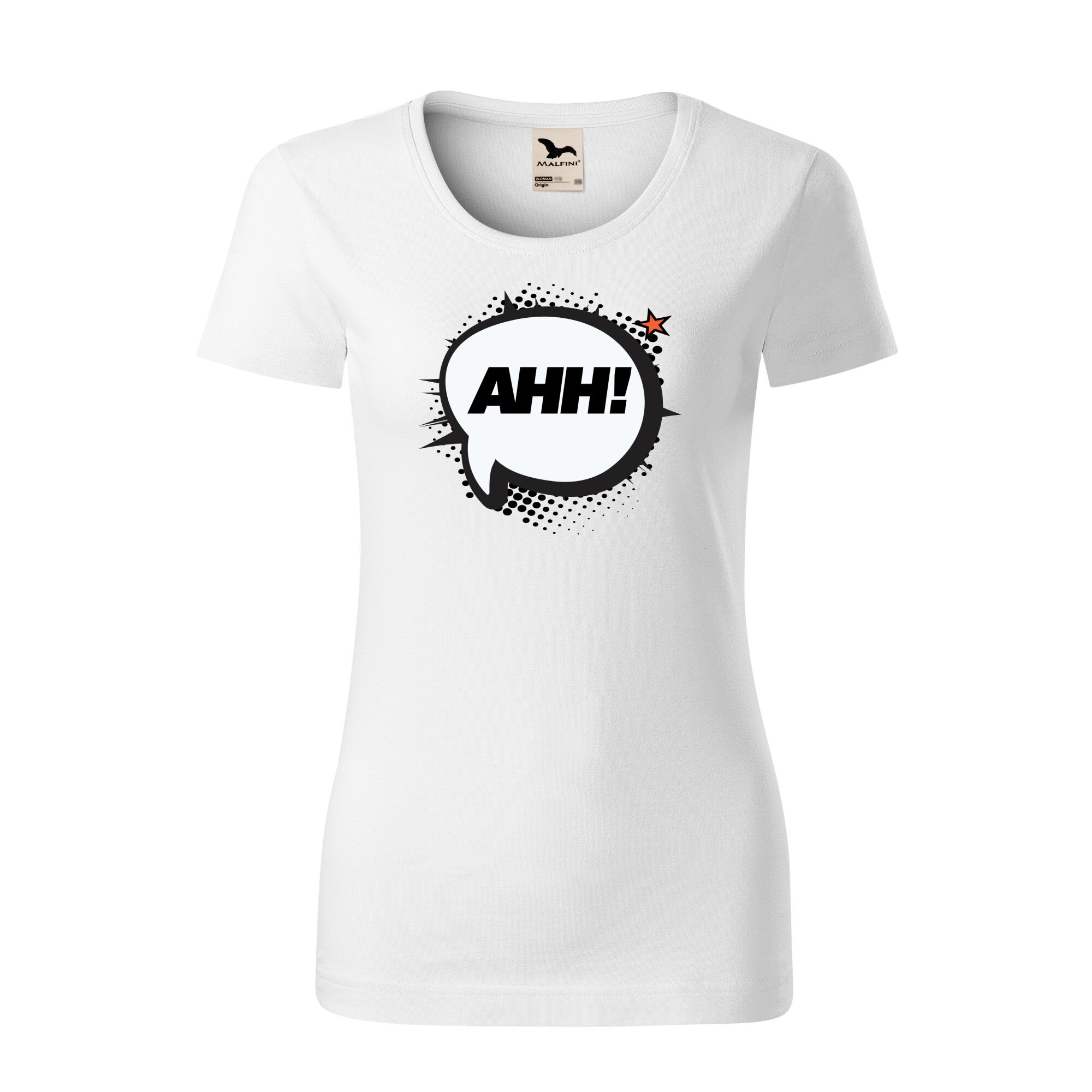 Tricou dama clasic, Malfini, Comic Ahh, Alb, L