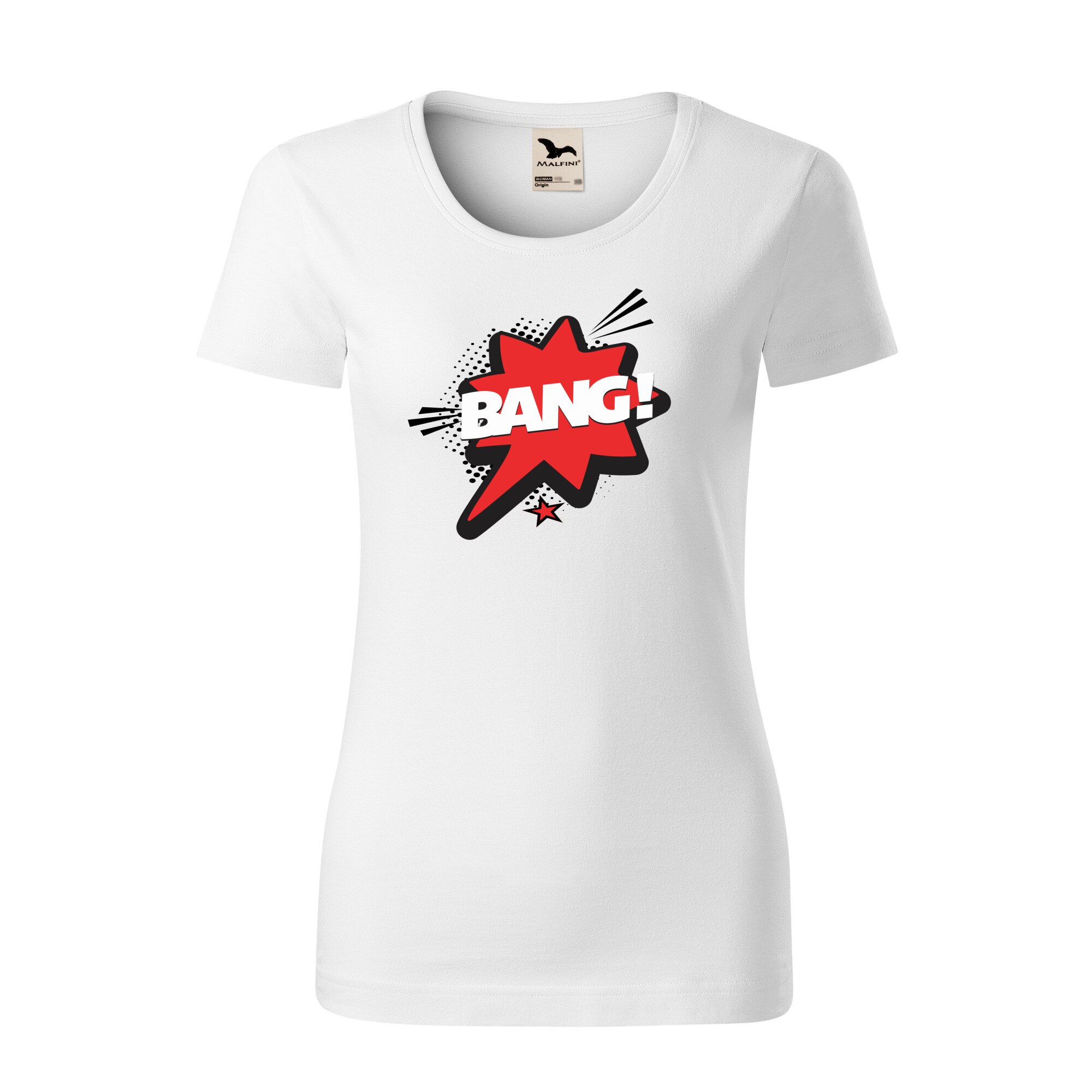 Tricou dama clasic, Malfini, Comic Bang, Alb, L
