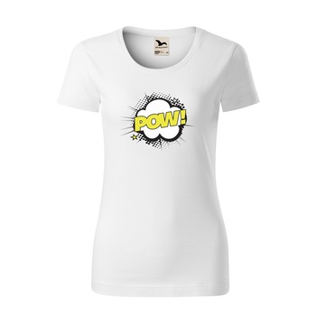 Tricou dama clasic, Malfini, Comic Pow, Alb, L Tricou dama clasic, Malfini, Comic Pow, Alb, L