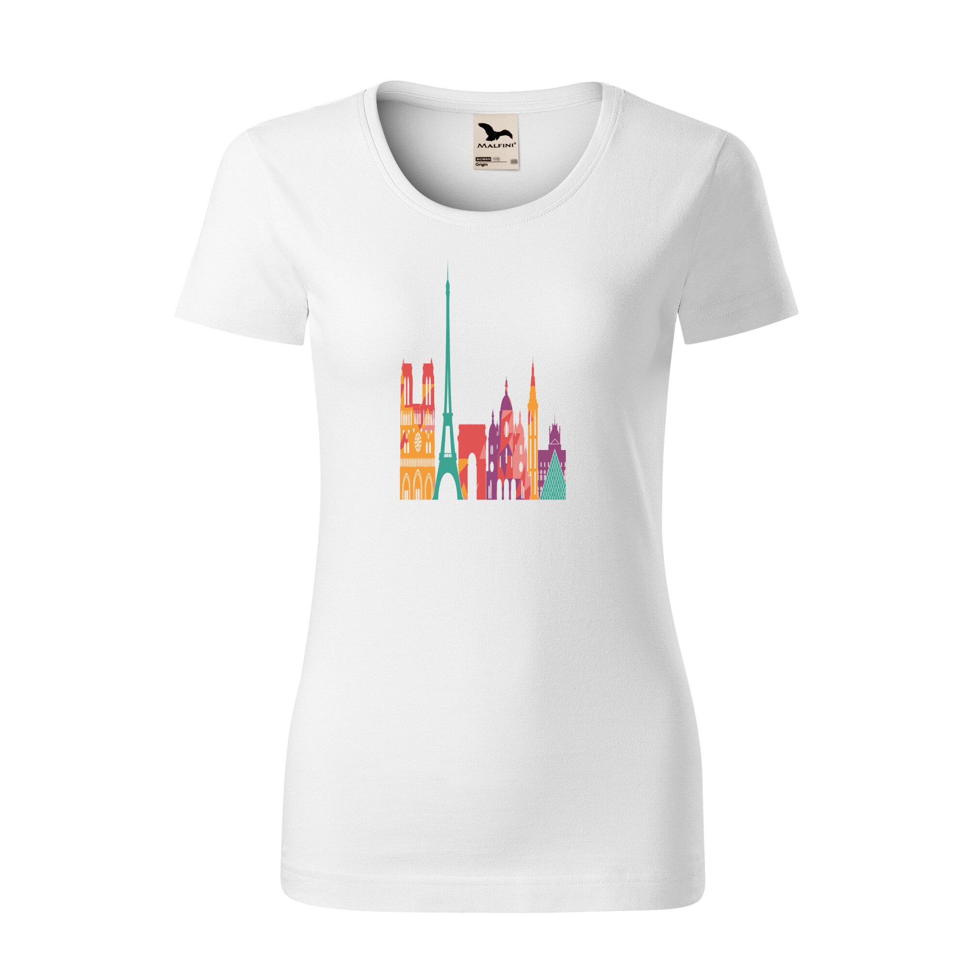 Tricou dama clasic, Malfini, Painting in Paris, Alb, L