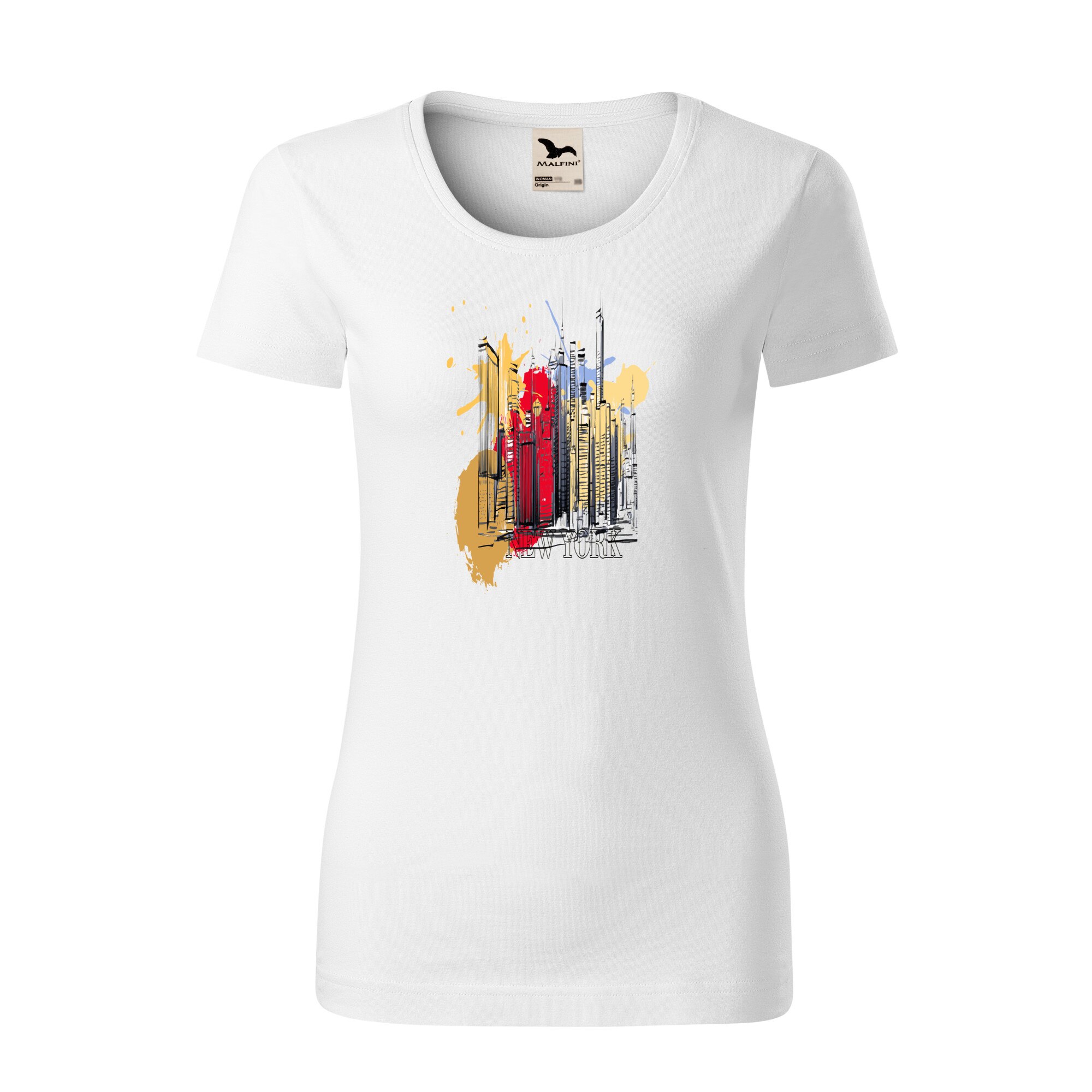Tricou dama clasic, Malfini, New York Style, Alb, L