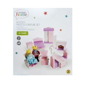 Set 13 piese, mobilier lemn, figurine, king, princess, George Home Set 13 piese, mobilier lemn, figurine, king, princess, George Home