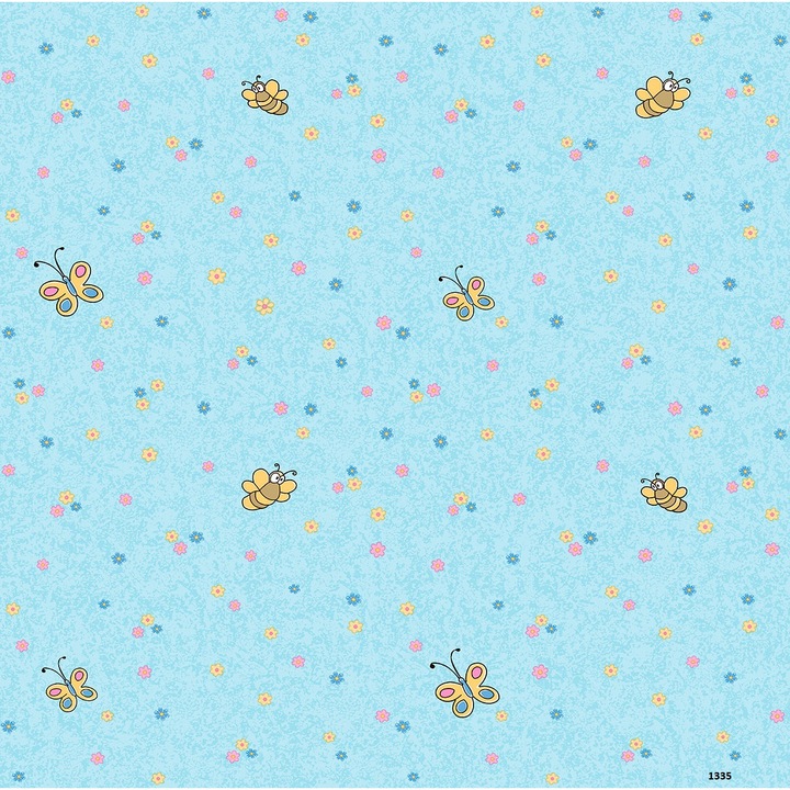 Tapéta MallDeco gyerekszobához 1335 Paper, Nedvességálló, Oyka kék, méret 0,53м x 10,05м = 5,3 м2