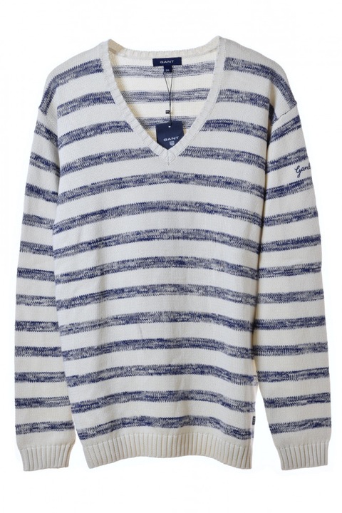 Pulover barbati, Gant, Bumbac, Alb/Albastru, Alb