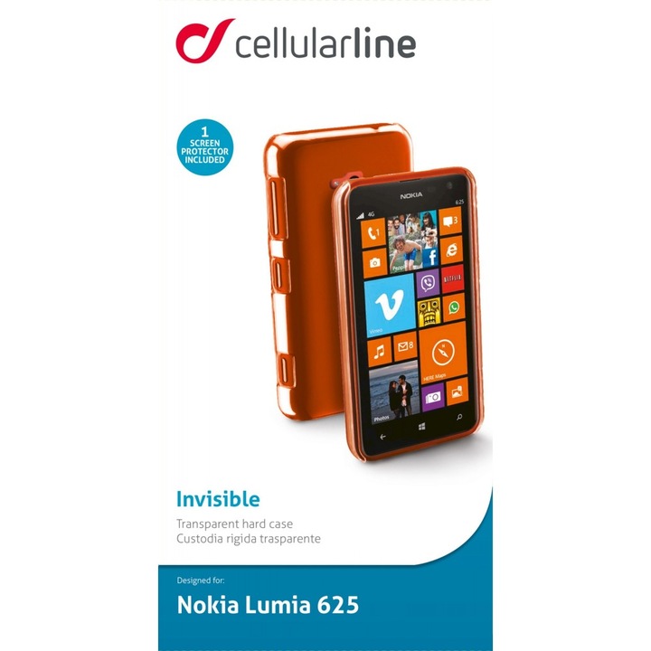 Калъф за телефон Cellular Line за Nokia 625, Прозрачен