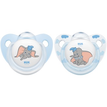 Set 2 suzete ortodontice din silicon Nuk Disney Dumbo M1, 0-6 luni, Albastru Set 2 suzete ortodontice din silicon Nuk Disney Dumbo M1, 0-6 luni, Albastru