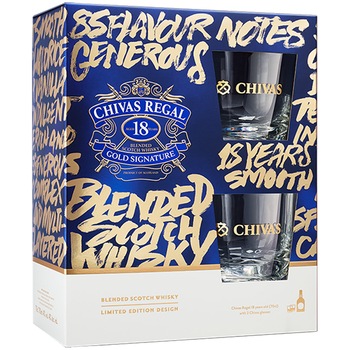Pachet Whisky Chivas Regal 18 YO 0.7l + 2 Pahare Pachet Whisky Chivas Regal 18 YO 0.7l + 2 Pahare