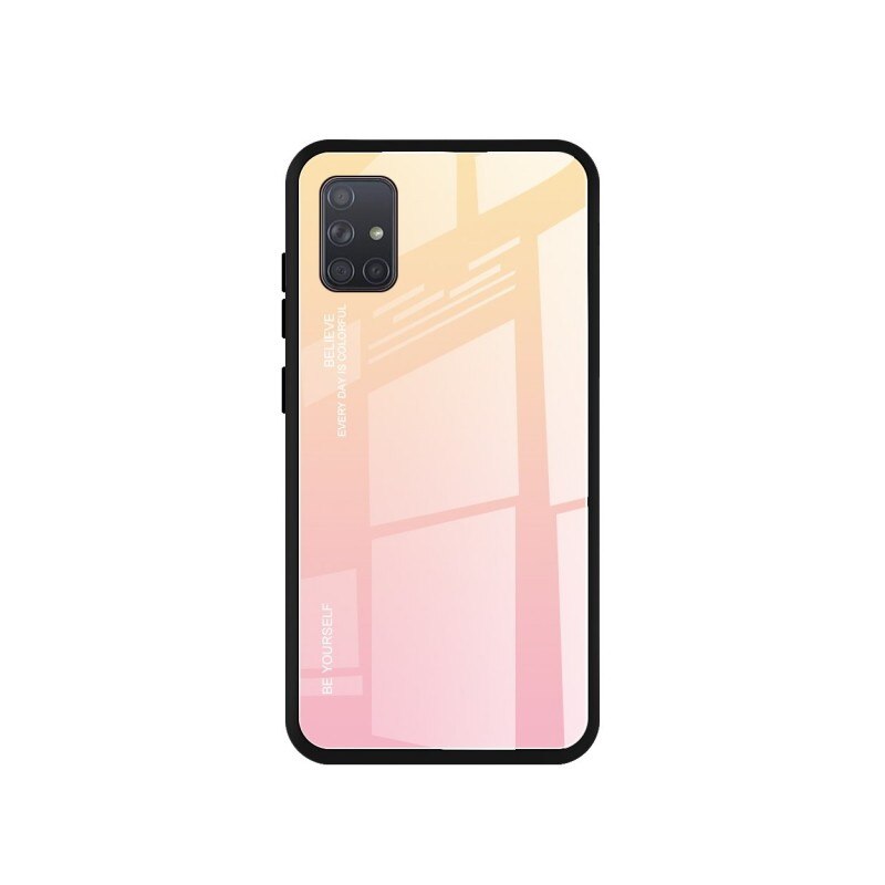 Husa Spate Upzz Gradient Glass Pentru Samsung Galaxy A71, Spate Sticla Rezistenta , Roz