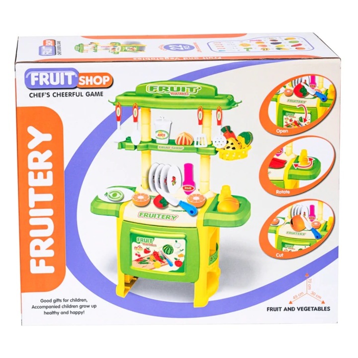 Bucatarie cu vesela, fructe si legume, 22 accesorii