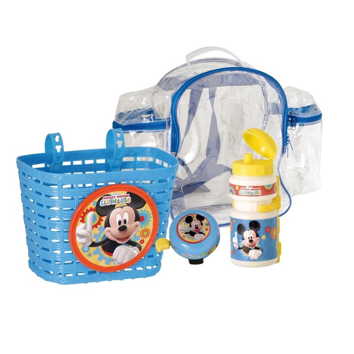 Детски велоаксесоари комплект кошница, бидонче за вода и звънче Disney Mickey Mouse - K864503