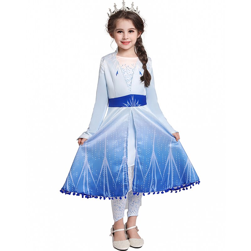 Rochie Cosplay, bumbac/poliester, Snow Queen Elsa, Alb/Albastru