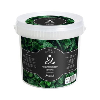 Sare de Baie Epsom cu ulei esential de Menta, Zen Rituals, 4,5 kg Sare de Baie Epsom cu ulei esential de Menta, Zen Rituals, 4,5 kg