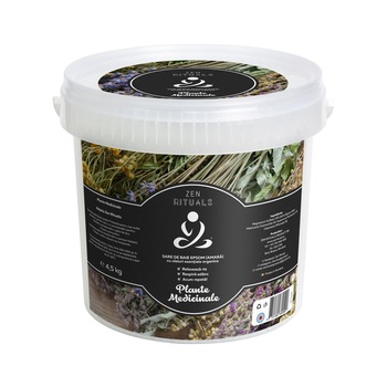 Sare de Baie Epsom cu ulei esential de Plante Medicinale, Zen Rituals, 4,5 kg Plante Sare de Baie Epsom cu ulei esential de Plante Medicinale, Zen Rituals, 4,5 kg Plante