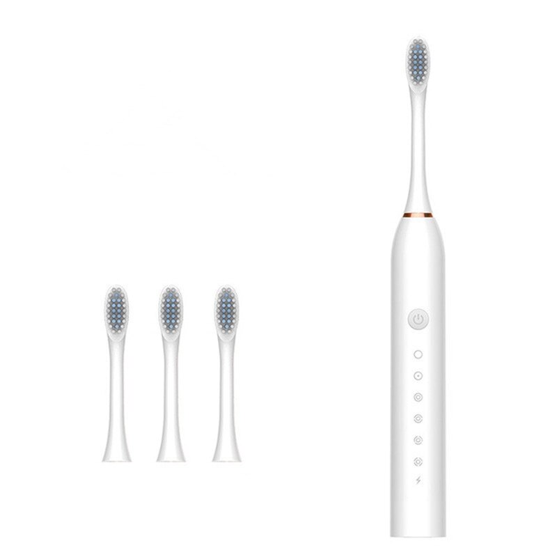 Periuta de dinti electrica Sonic, 6 moduri de functionare, Incarcator USB, IPX7, 4 capete interschimbabile incluse, Alb