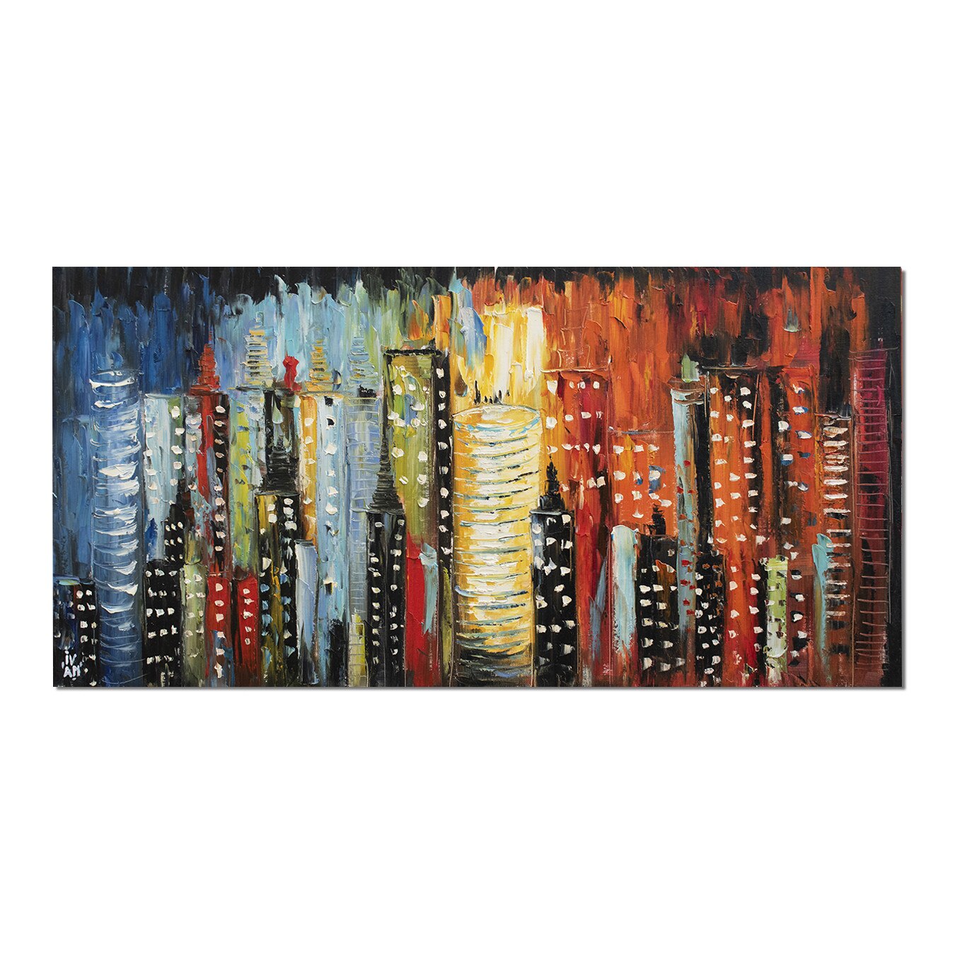 Tablou gigant birou, living pictat manual - New York - 120x60cm ulei pe panza in cutit efect 3D