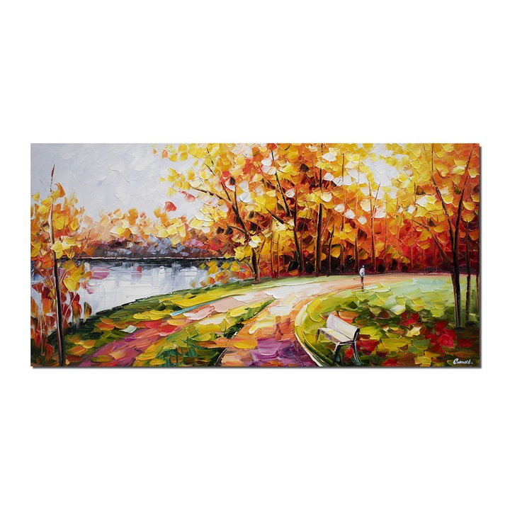 Tablou pictat manual, Artnova, Oaza de liniste 3, pictura 120x60cm ulei pe panza in cutit efect 3D