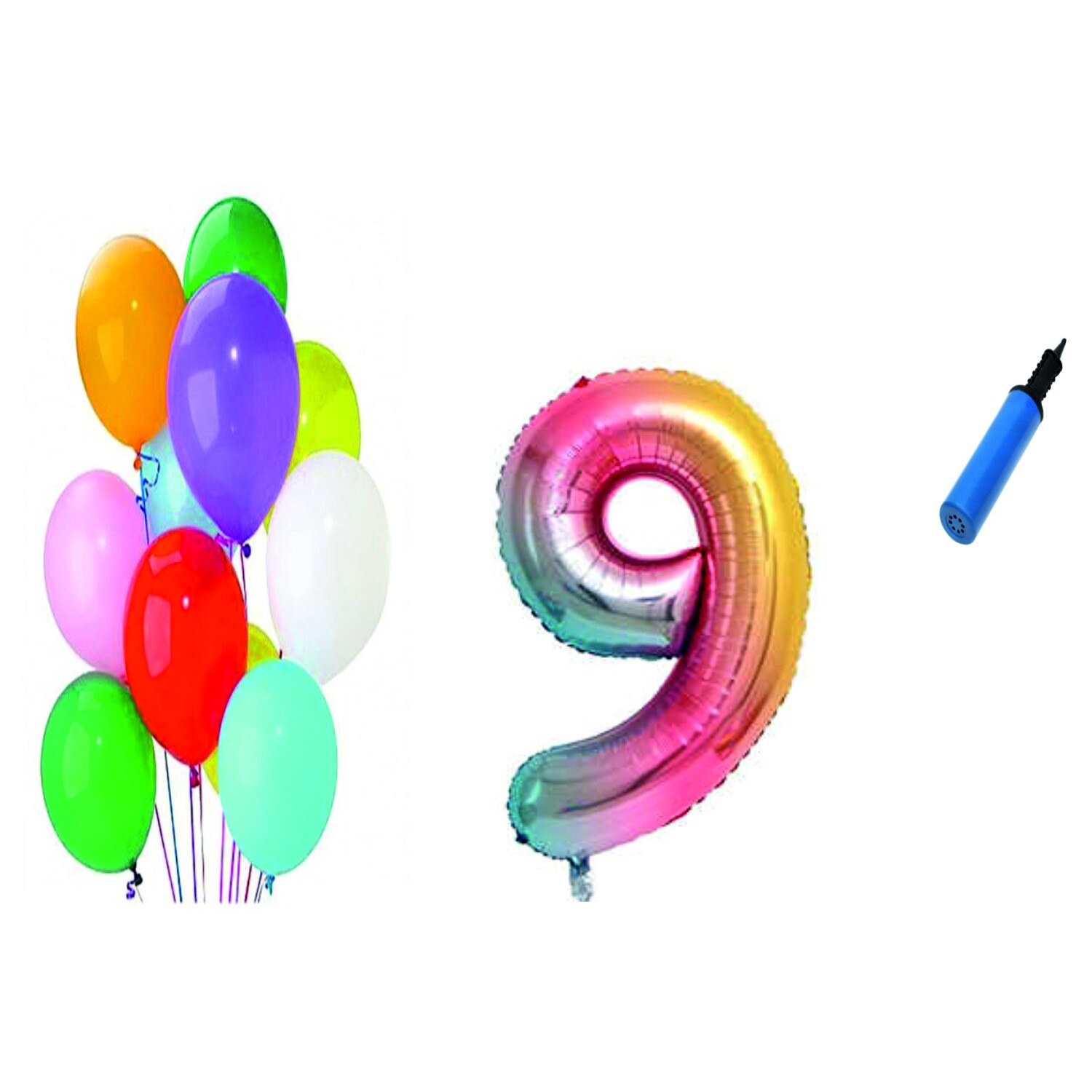 Set 21 baloane aniversare 9 ani , Multicolore