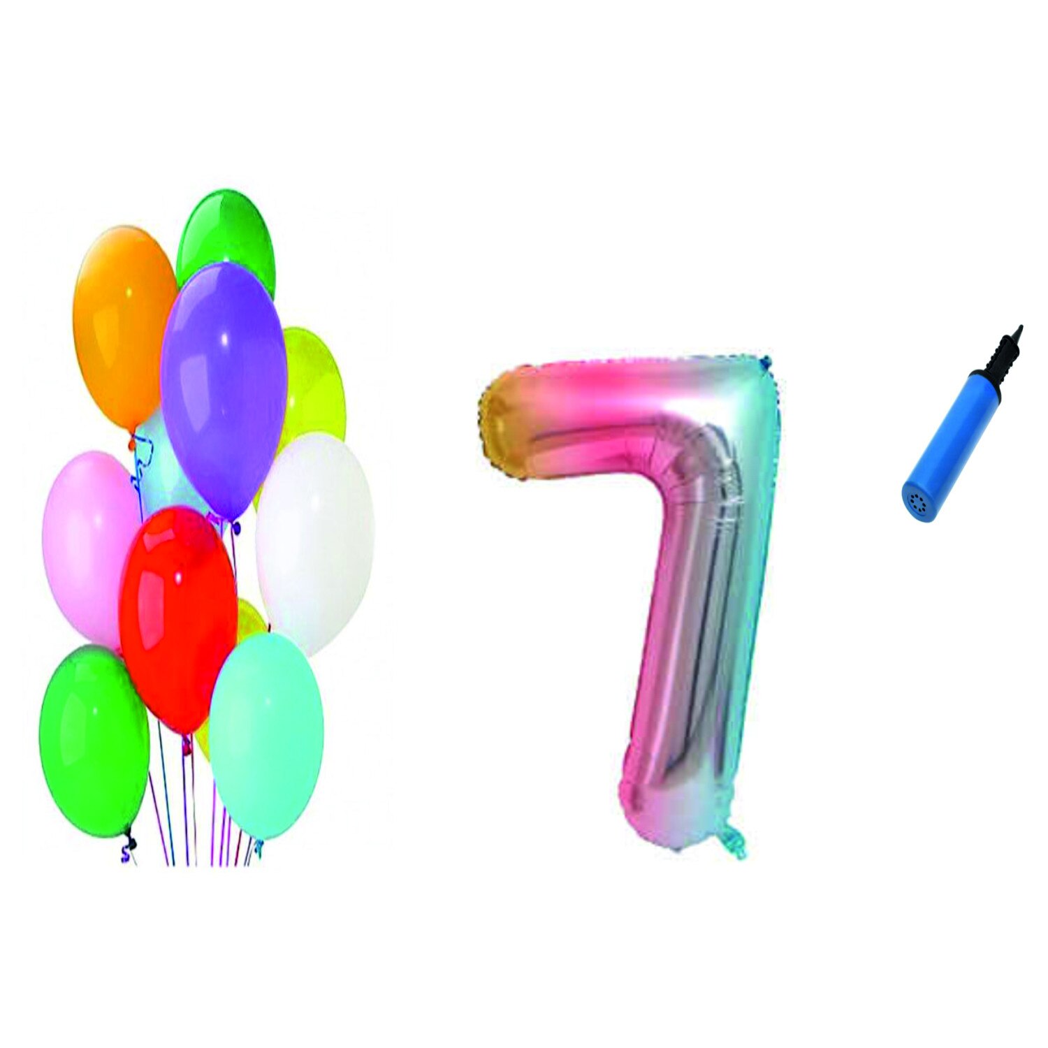 Set 21 baloane aniversare 7 ani , Multicolore