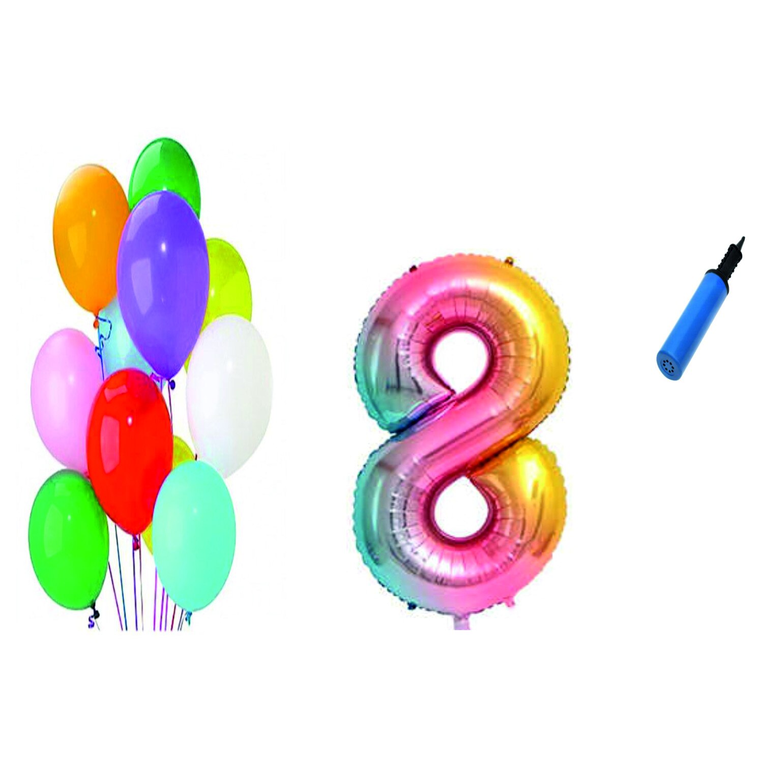 Set 21 baloane aniversare 8 ani , Multicolore