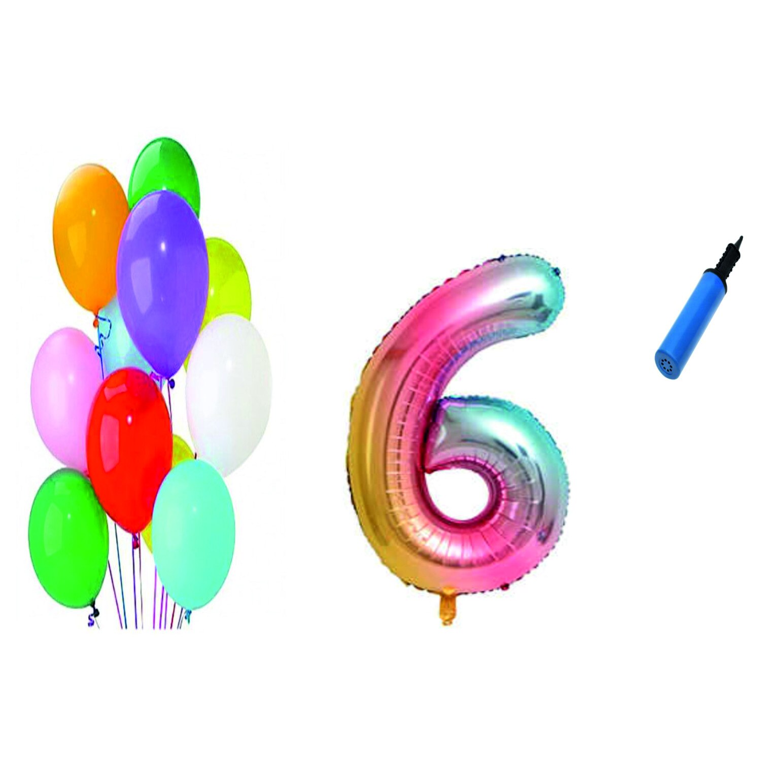 Set 21 baloane aniversare 6 ani , Multicolore