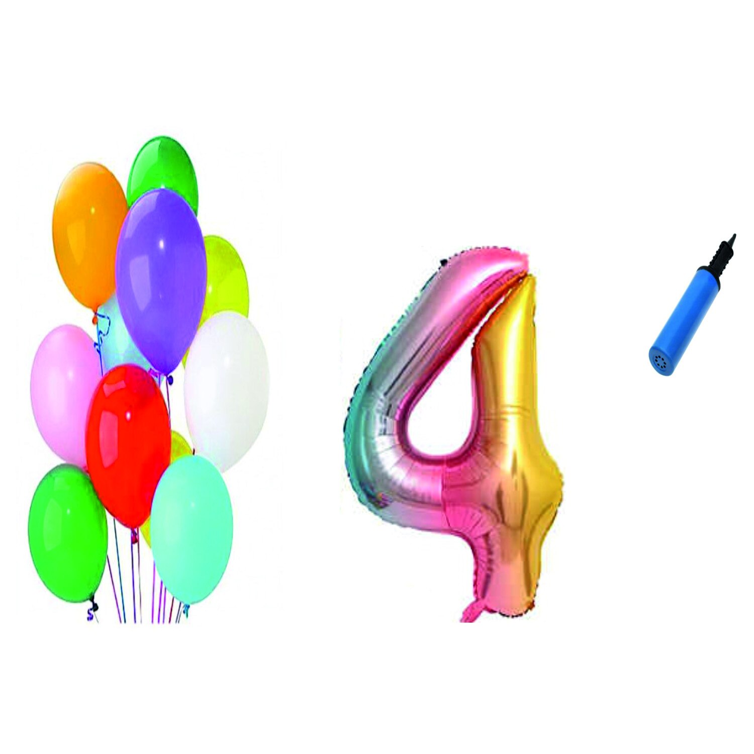 Set 21 baloane aniversare 4 ani , Multicolore
