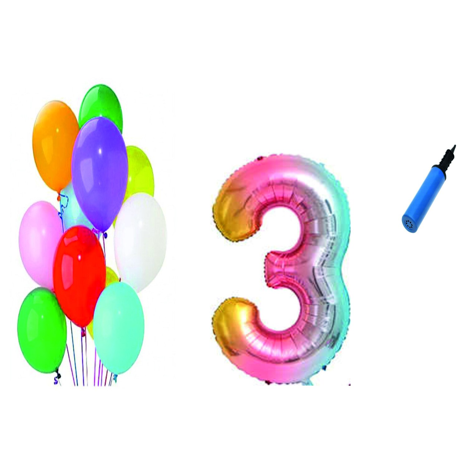 Set 21 baloane aniversare 3 ani , Multicolore