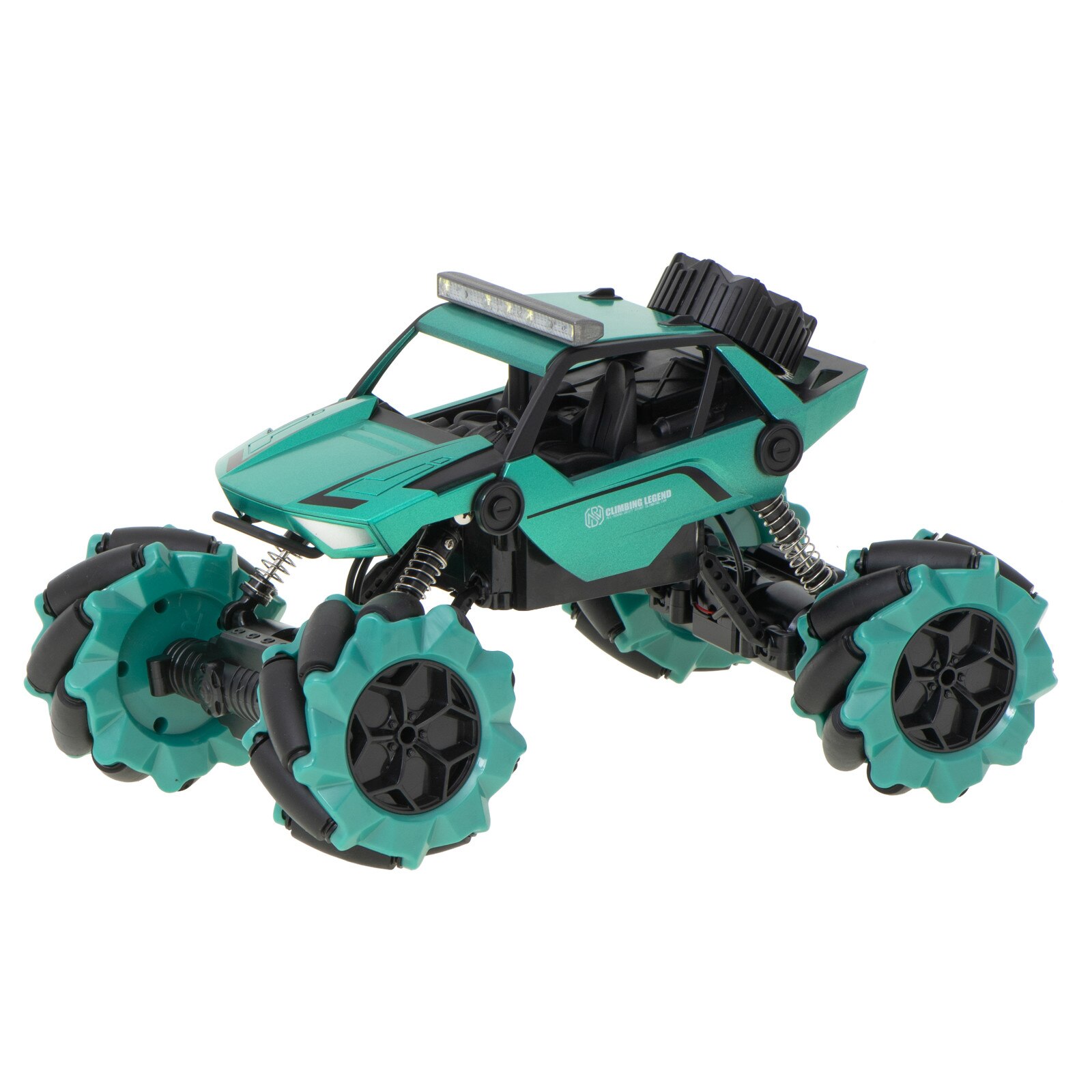 Masina cu telecomanda si control prin gesturi NQD Climbing Car, roti cu role, iluminare LED, scara 1:14, turcoaz