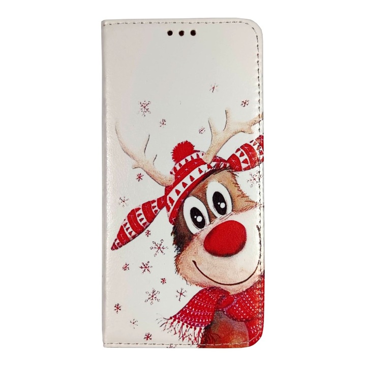 Калъф Viceversa, Flip case, Mодел Рудолф, Удароустойчив, Със стойка, Бял / Червен, За Huawei P Smart Z
